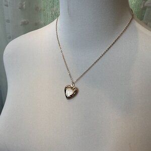 Rose Gold Toned Embossed Heart Locket Necklace